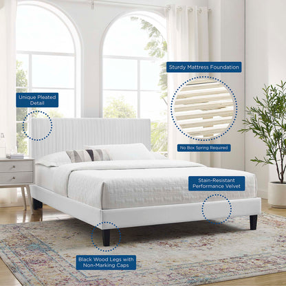 Peyton Performance Velvet Queen Platform Bed by Furniture For America