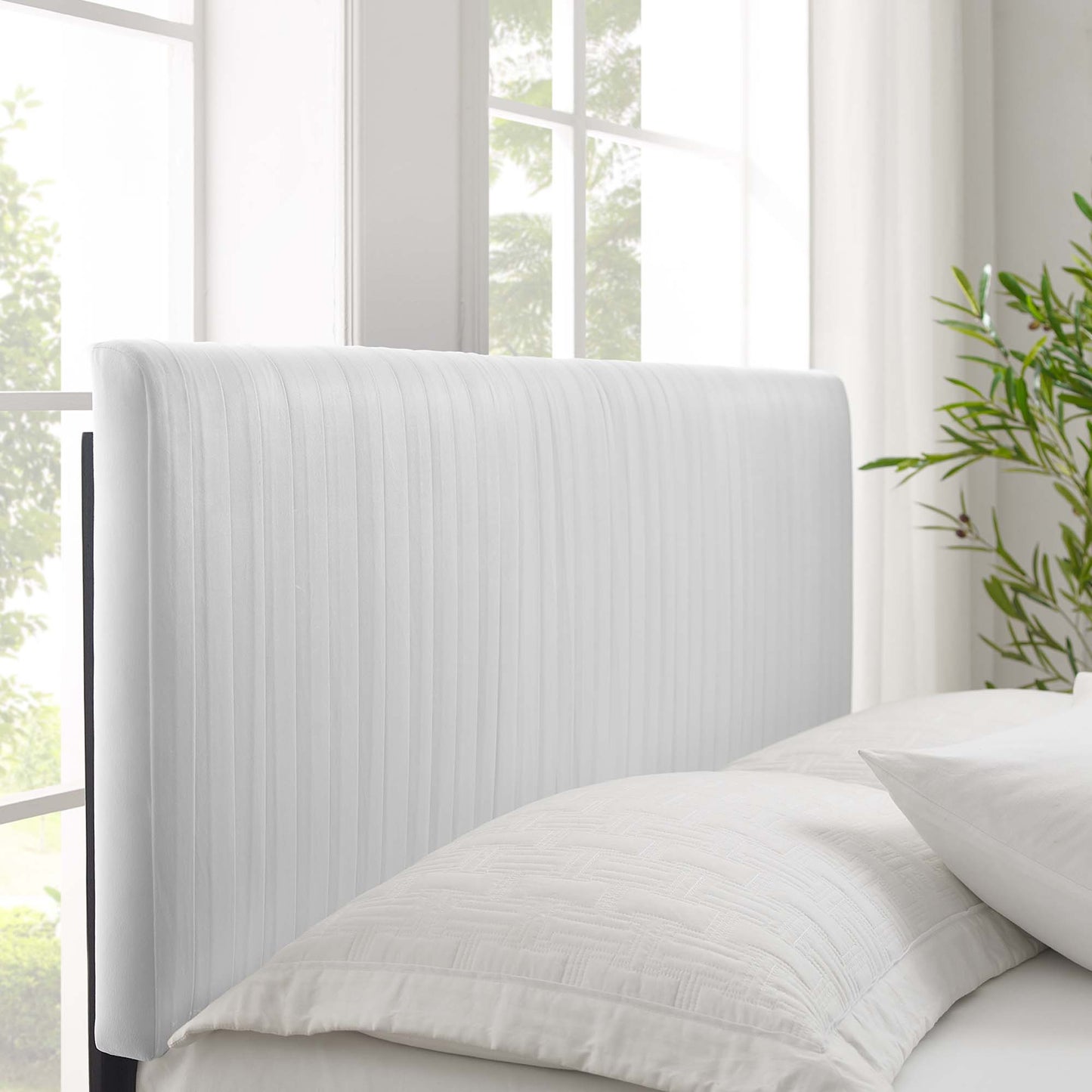 Peyton Performance Velvet Queen Platform Bed by Furniture For America