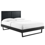 Granite Wood Full Platform Bed With Angular Frame in Black