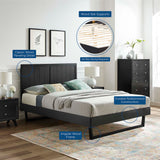 Granite Wood Full Platform Bed With Angular Frame in Black
