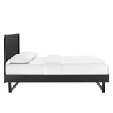 Granite Wood Full Platform Bed With Angular Frame in Black