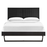 Granite Wood Full Platform Bed With Angular Frame in Black
