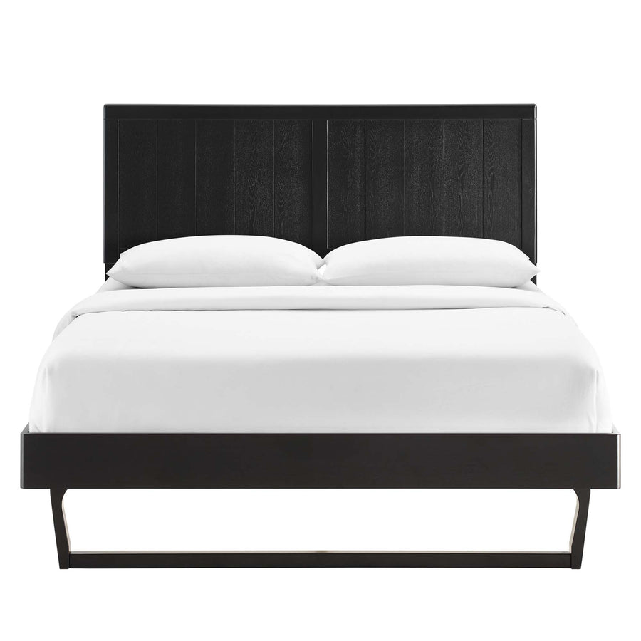 Granite Wood Full Platform Bed With Angular Frame in Black