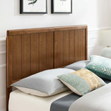 Granite Wood Full Platform Bed With Angular Frame in Walnut