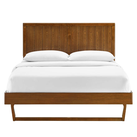 Alana Wood Twin Platform Bed With Angular Frame in Walnut