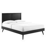 Granite Wood Full Platform Bed With Splayed Legs in Black