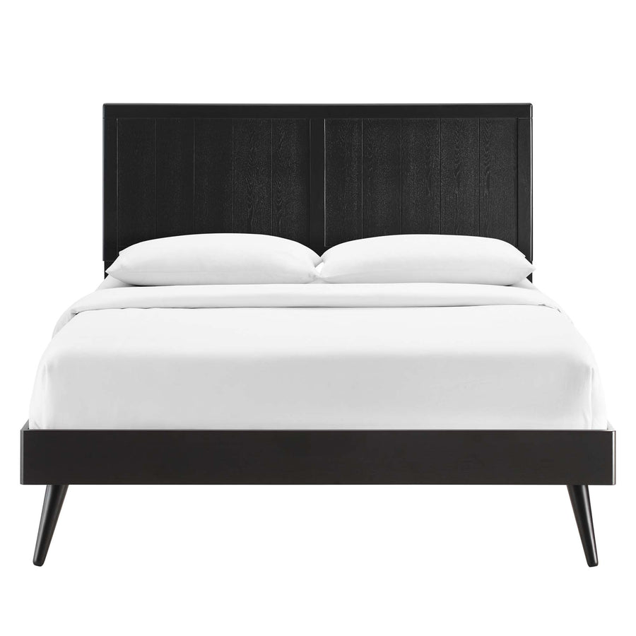 Granite Wood Full Platform Bed With Splayed Legs in Black