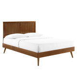 Granite Wood Full Platform Bed With Splayed Legs in Walnut