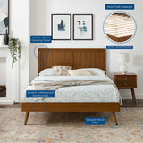 Granite Wood Full Platform Bed With Splayed Legs in Walnut