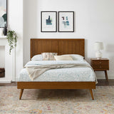 Granite Wood Full Platform Bed With Splayed Legs in Walnut