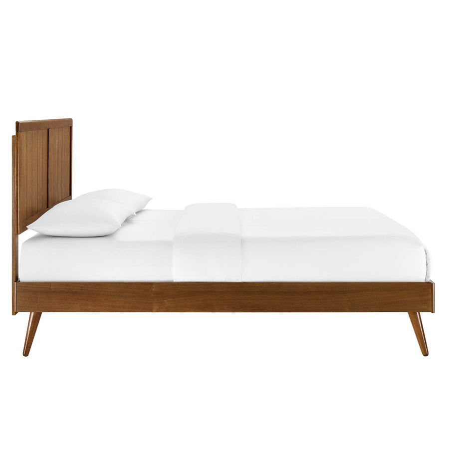 Granite Wood Full Platform Bed With Splayed Legs in Walnut