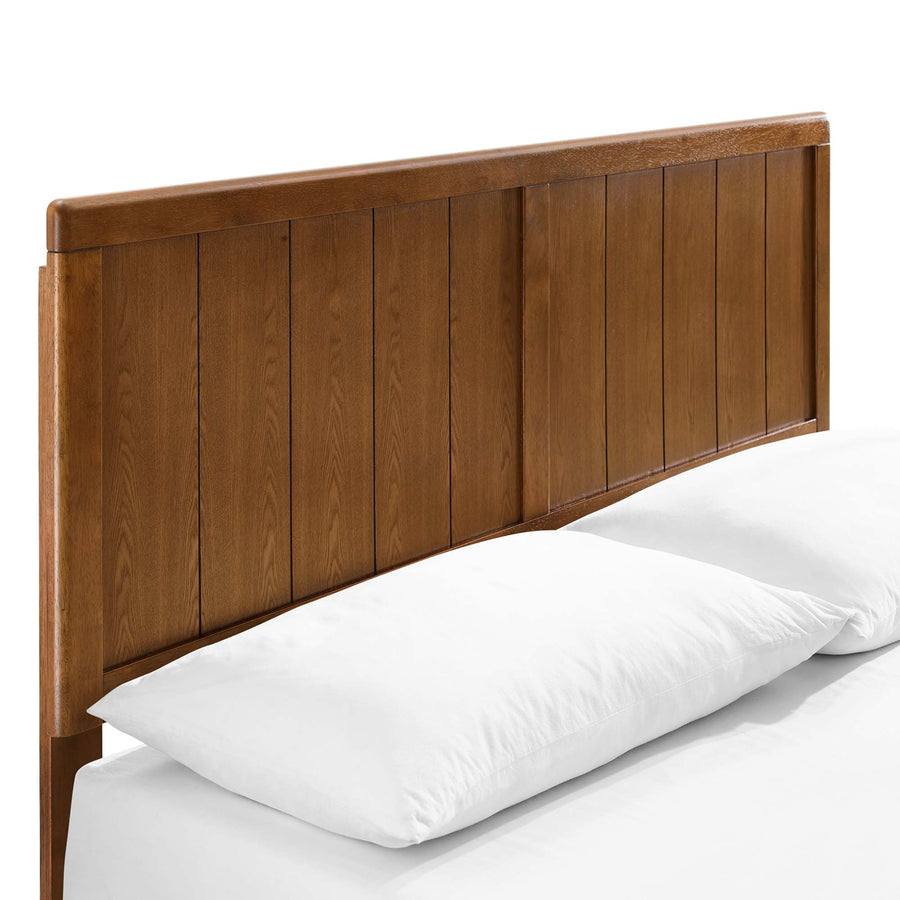 Granite Wood Full Platform Bed With Splayed Legs in Walnut