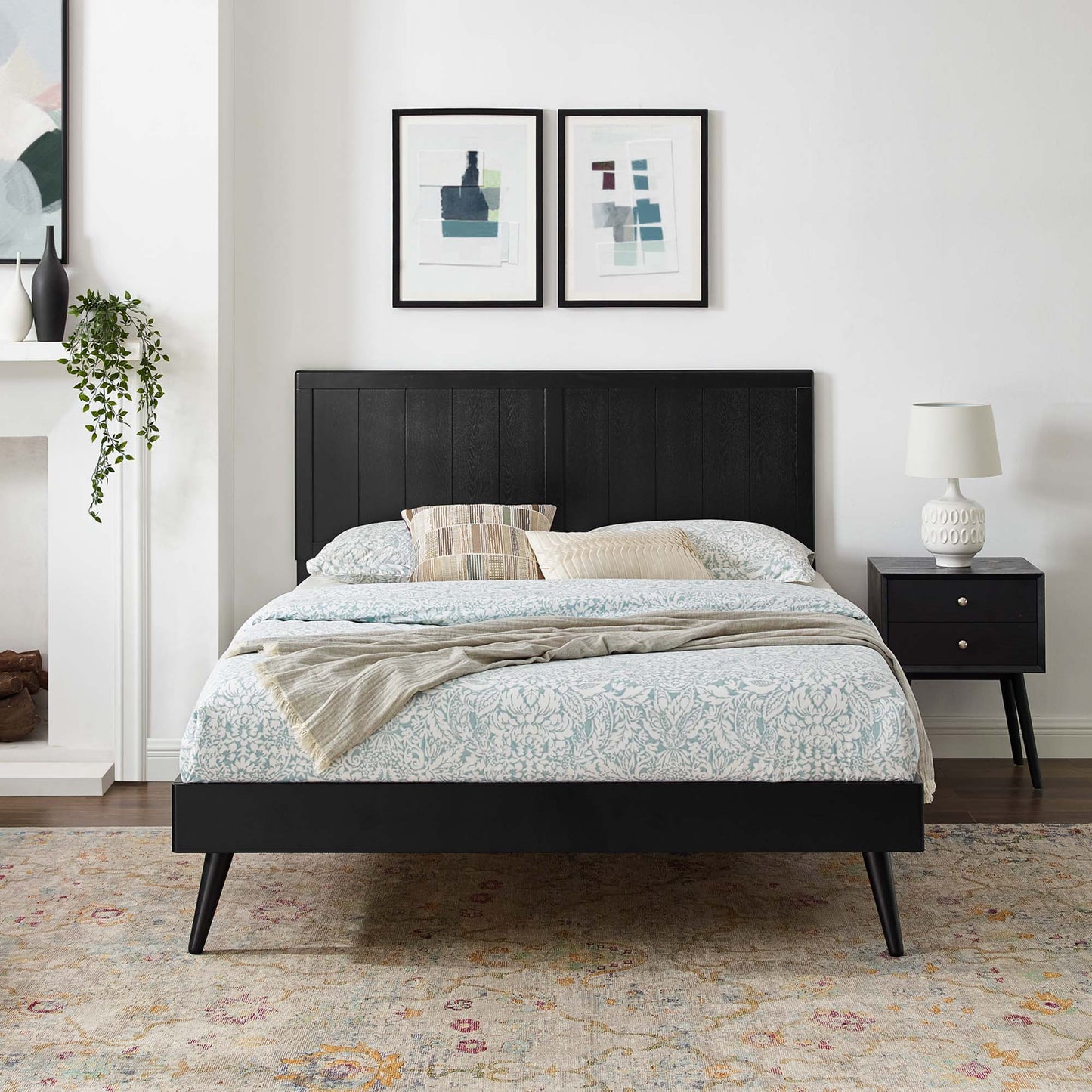 Alana Wood King Platform Bed With Splayed Legs by Furniture For America