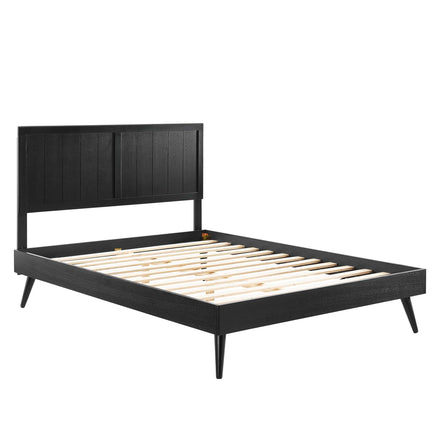 Alana Wood King Platform Bed With Splayed Legs in Black