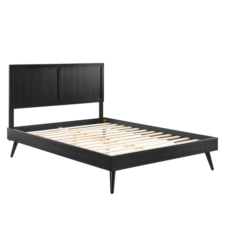 Granite Wood King Platform Bed With Splayed Legs in Black