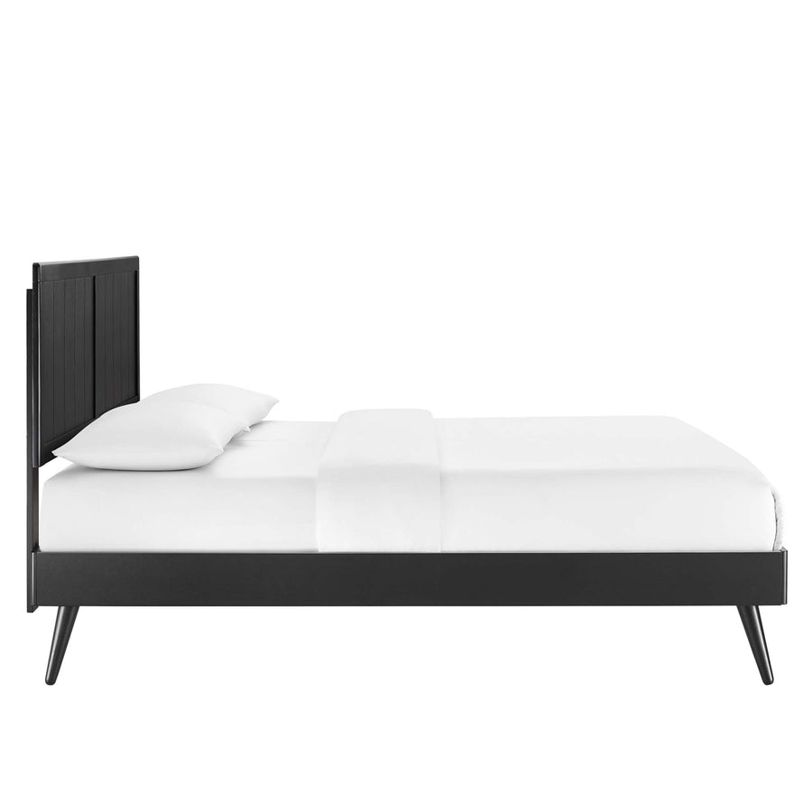 Granite Wood King Platform Bed With Splayed Legs in Black
