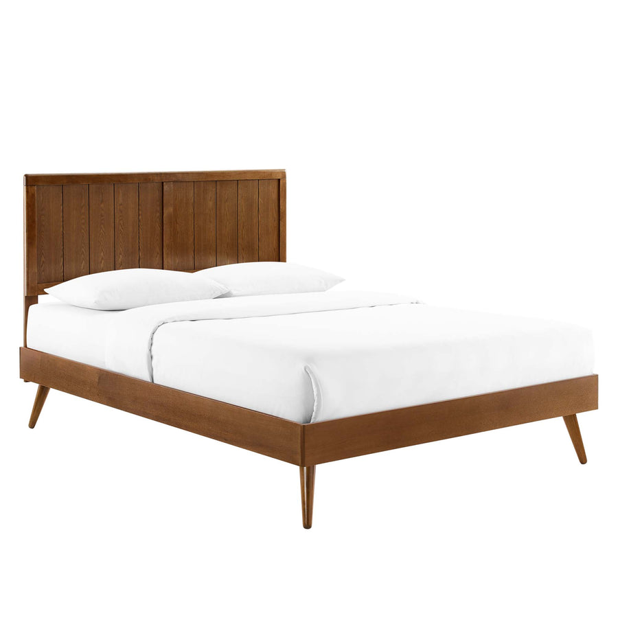 Granite Wood King Platform Bed With Splayed Legs in Walnut