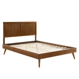 Granite Wood King Platform Bed With Splayed Legs in Walnut