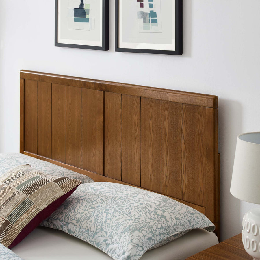 Granite Wood Twin Platform Bed With Splayed Legs in Walnut
