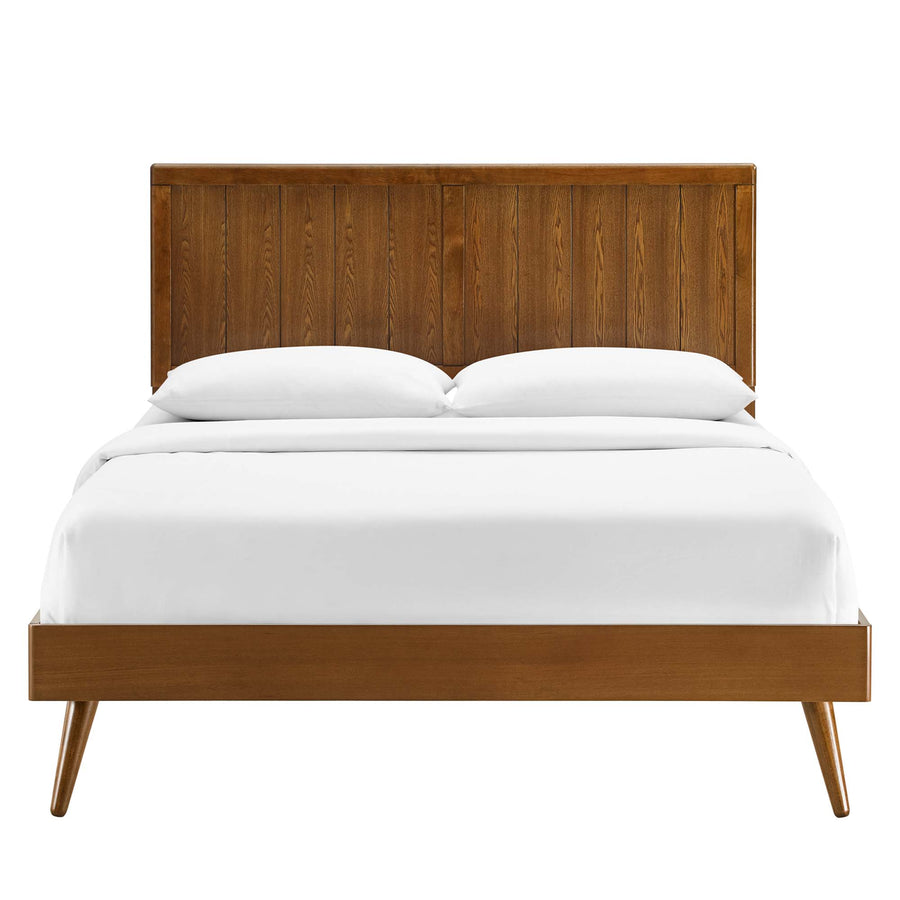 Granite Wood Twin Platform Bed With Splayed Legs in Walnut