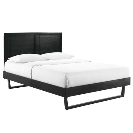 Marlee Wood Full Platform Bed With Angular Frame in Black