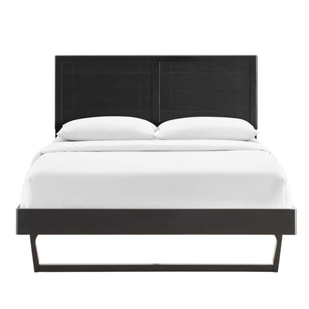 Marlee Wood Full Platform Bed With Angular Frame in Black
