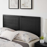 Rattan Wood Full Platform Bed With Splayed Legs in Black