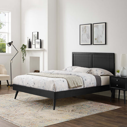 Marlee Wood King Platform Bed With Splayed Legs in Black