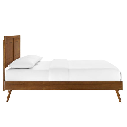 Marlee Wood King Platform Bed With Splayed Legs in Walnut