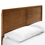 Rattan Wood King Platform Bed With Splayed Legs in Walnut