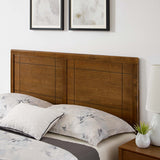 Rattan Wood Twin Platform Bed With Splayed Legs in Walnut