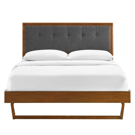 Willow Wood King Platform Bed With Angular Frame in Walnut Charcoal