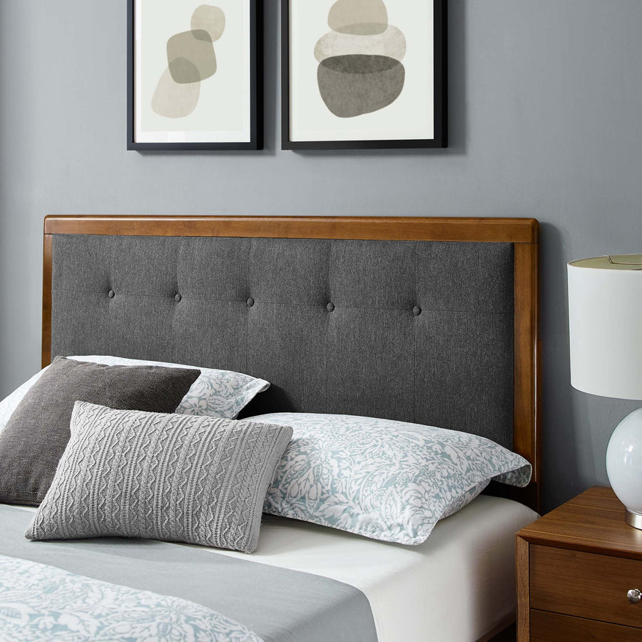 Petal Wood Full Platform Bed With Splayed Legs in Walnut Charcoal