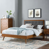 Petal Wood Full Platform Bed With Splayed Legs in Walnut Charcoal