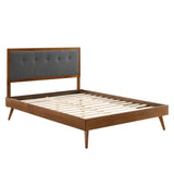 Petal Wood Full Platform Bed With Splayed Legs in Walnut Charcoal