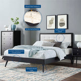 Petal Wood King Platform Bed With Splayed Legs in Black White