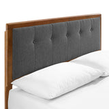 Petal Wood King Platform Bed With Splayed Legs in Walnut Charcoal