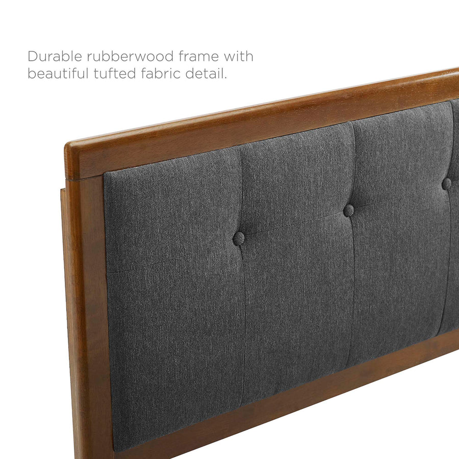 Petal Wood King Platform Bed With Splayed Legs in Walnut Charcoal