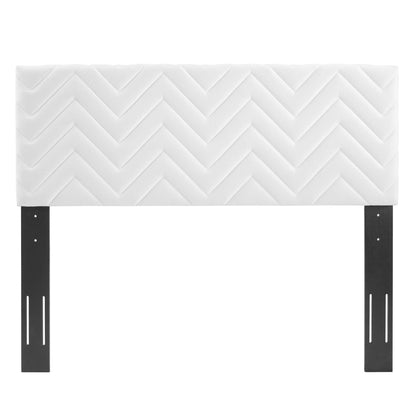 Mercy Chevron Tufted Performance Velvet Twin Headboard by Furniture For America