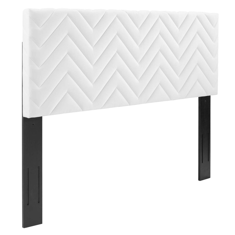 Phelan Chevron Tufted Performance Velvet Full/Queen Headboard in White