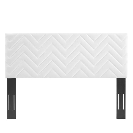 Mercy Chevron Tufted Performance Velvet Full/Queen Headboard in White