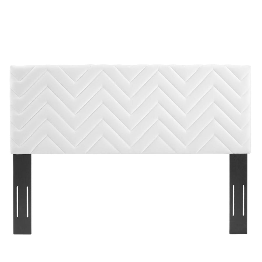Phelan Chevron Tufted Performance Velvet Full/Queen Headboard in White