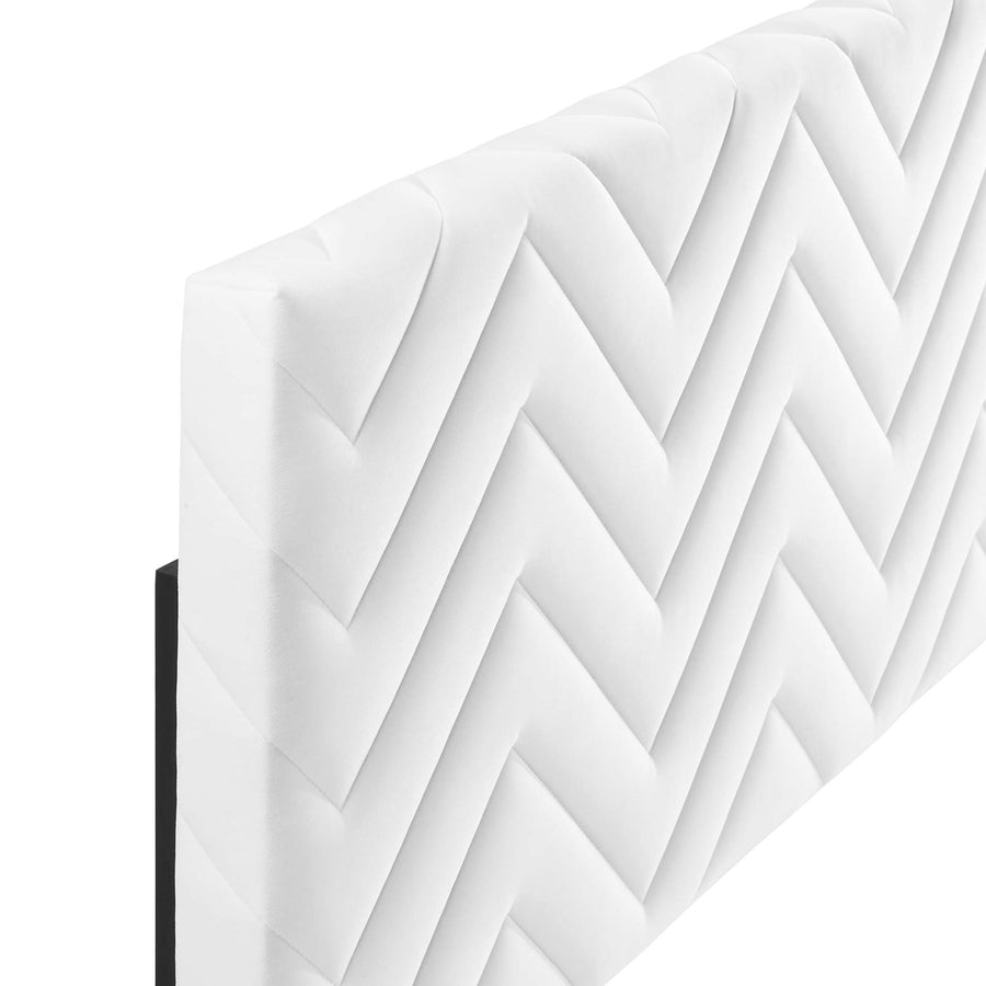 Phelan Chevron Tufted Performance Velvet Full/Queen Headboard in White
