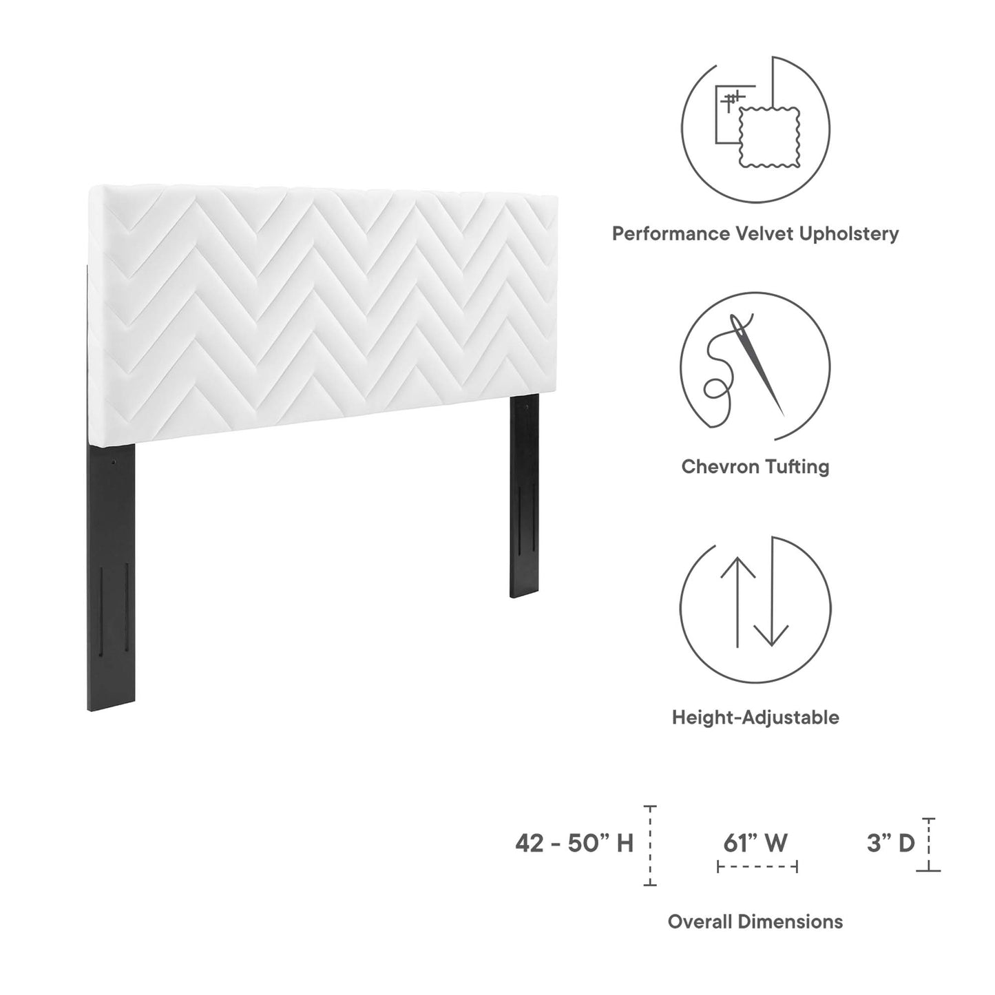 Mercy Chevron Tufted Performance Velvet Full/Queen Headboard by Furniture For America