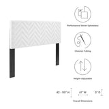 Phelan Chevron Tufted Performance Velvet Full/Queen Headboard in White