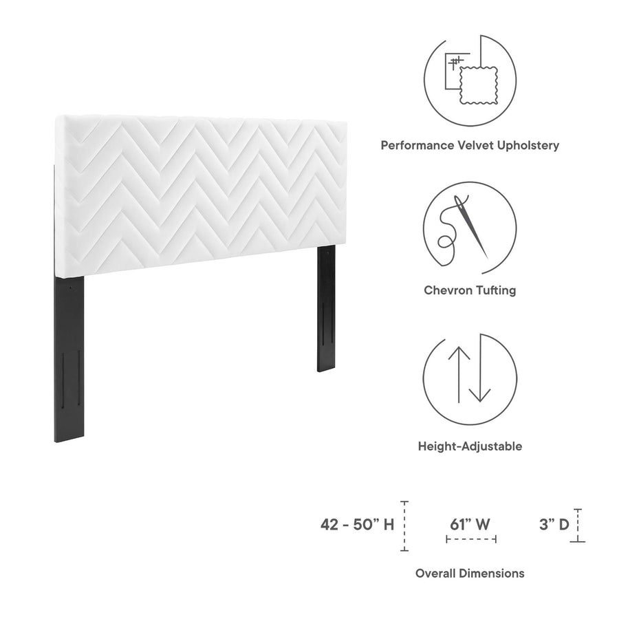 Phelan Chevron Tufted Performance Velvet Full/Queen Headboard in White