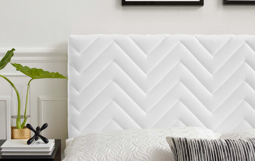Phelan Chevron Tufted Performance Velvet Full/Queen Headboard in White