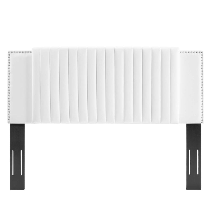 Perdita Channel Tufted Performance Velvet Twin Headboard in White