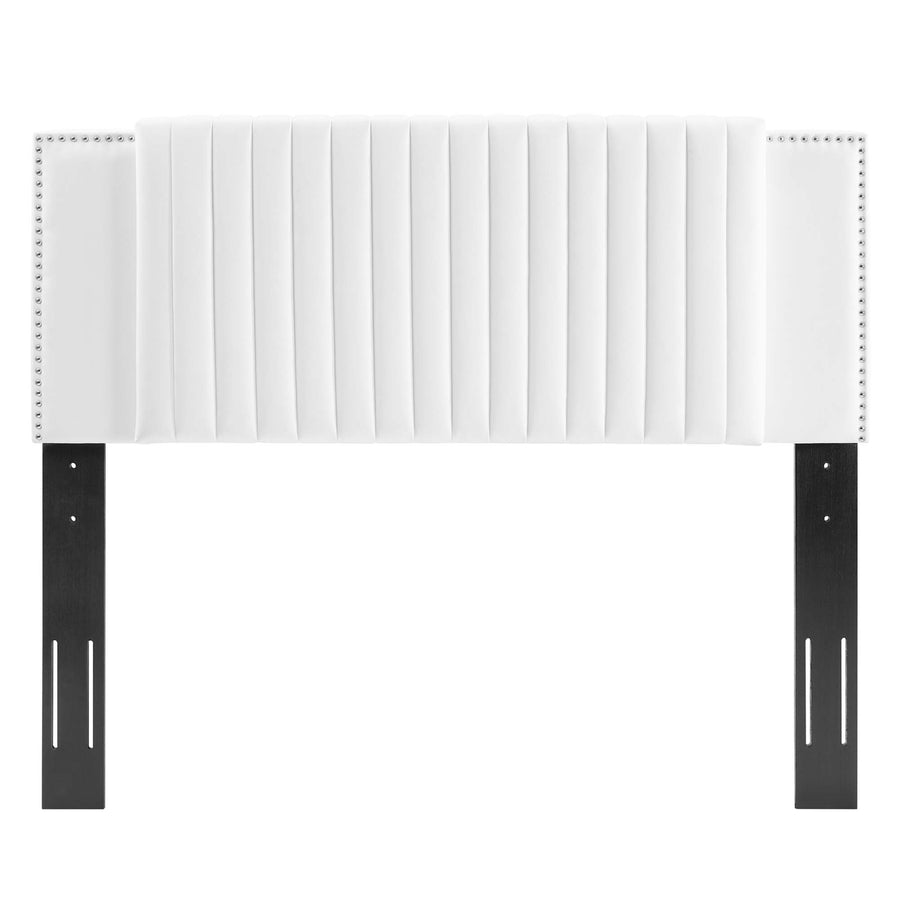 Perdita Channel Tufted Performance Velvet Twin Headboard in White