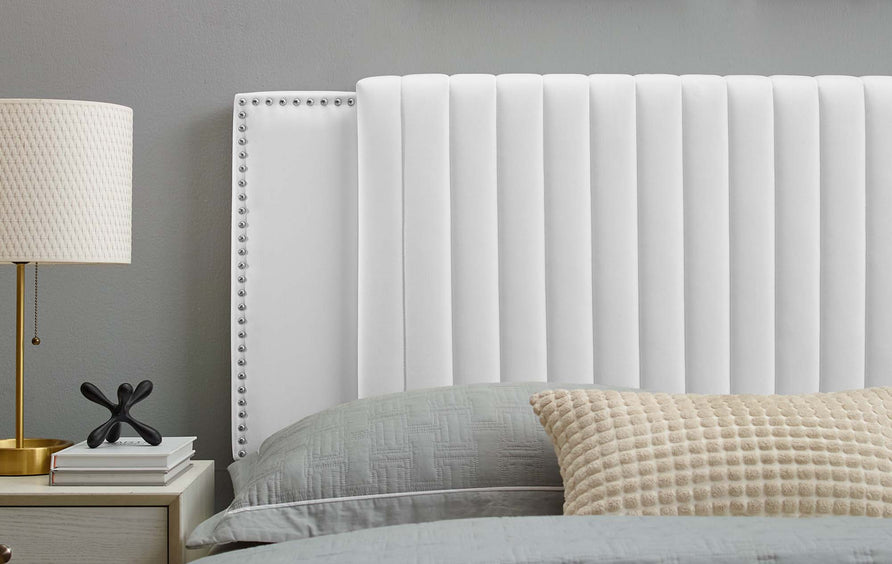 Perdita Channel Tufted Performance Velvet Twin Headboard in White